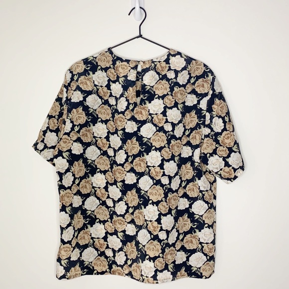 VINTAGE OSCAR DE LA RENTA ROSE PRINTED BLOUSE - Picture 2 of 4